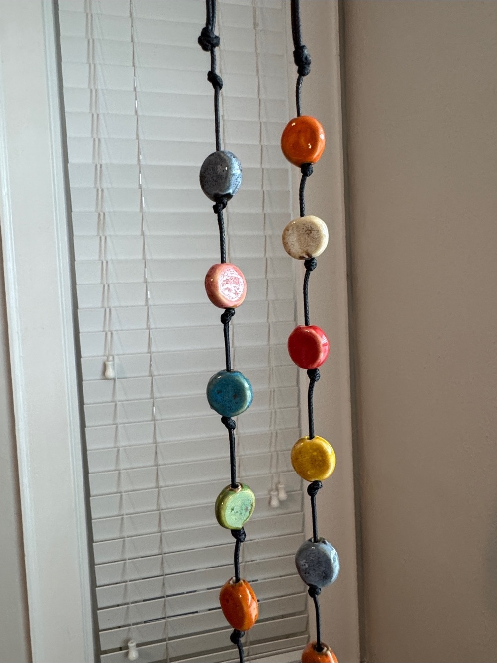Multicolor Ceramic Flat Bead Charm Necklace - Picture 5 of 6
